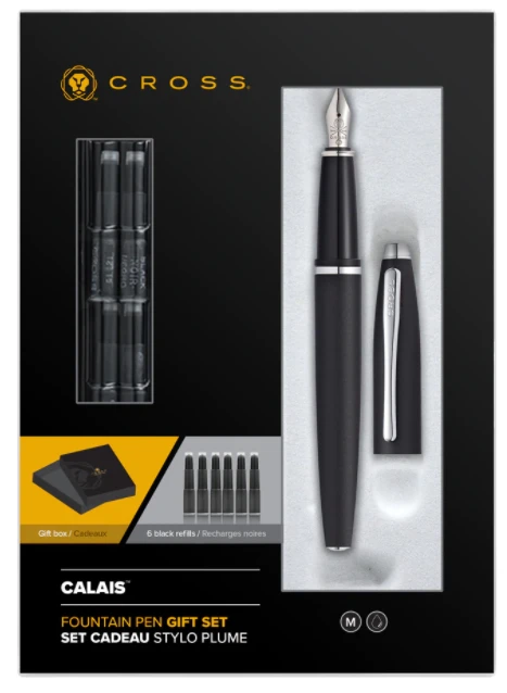 Cross® Cross Calais Fountain Pen, Black & Chrome, Medium, Free Refills 4 Cross® Cross Calais Fountain Pen, Black & Chrome, Medium, Free Refills - Image 2