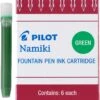 Pilot Namiki Fountain Pen Ink Cartridges, Green, 6pk -Best Office Supplie Shop pgreen